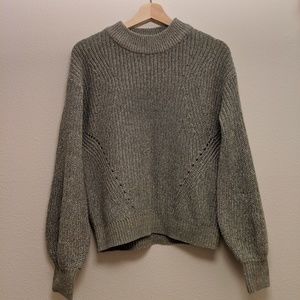 [H&M] Green Metallic Sweater w/ Balloon Sleeves